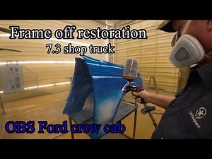 Full complete frame off body restoration of 1995 Ford F Superduty crew cab 4x4 bodywork and paint