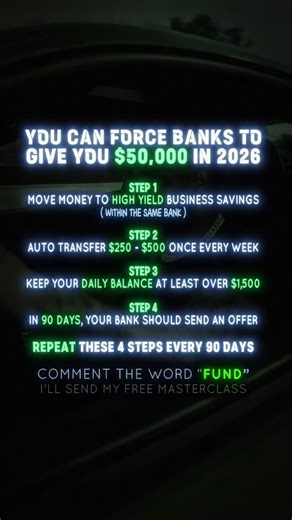❗Comment "Fund" and I'll send you my free masterclass. How to Force Your Bank to Give You $50,000. With no paperwork. | 6 Figur Funding