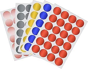 Metallic Stickers Labels 1" inch in 5 Colors Gold, Red, Blue, Silver,Rose Gold Sticker Dots 25mm - 120 Pack by Royal Green