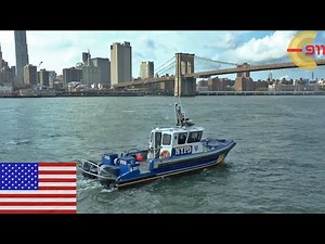 [NEW YORK CITY] NYPD Harbour Unit | FDNY Fire Rescue boat patrolling East River | Brooklyn Bridge