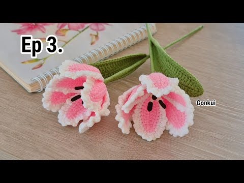 Ep3. Leaves 🍃🌷 Crochet Parrot Tulip Flower Tutorial step by step | Crochet Flower Bouquet