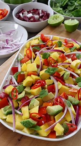 Easy Mango Salad with Avocado 🥭 ⭐️ GET RECIPE: https://theplantbasedschool.com/mango-salad/ Mango salad is a colorful, vibrant, and refreshing recipe that combines the juicy sweetness of mangos with creamy avocado, crunchy red pepper, cool mint leaves, and zesty lime juice. If you want to add something leafy, we recommend dark green baby spinach or beautiful purple radicchio; its slightly bitter and spicy taste melds perfectly with the sweetness of ripe mango. ⭐️ INGREDIENTS: 2 ripe mangos dice