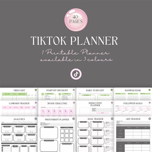 Tiktok Planner: 40  Printable Pages / Canva Templates (digital Download) - Etsy