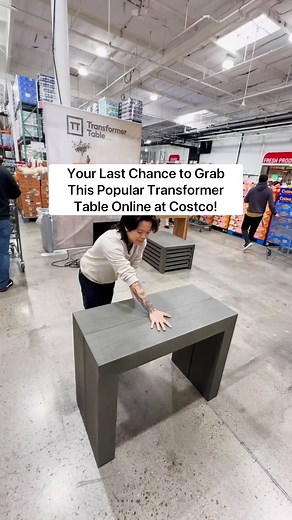 Get it now or regret it later! Elevate your dining experience with the Transformer Table – a sleek console that effortlessly expands into a spacious table, accommodating up to 12 people. Act fast, as this innovative space-saving solution is only a click away until February 4th, marking your last chance to grab it online! #transformertable #Costcohotfinds #costcoonline #costco #costcofinds