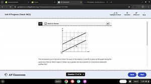 The momentum p as a function of time t for each of two objects,... | Filo