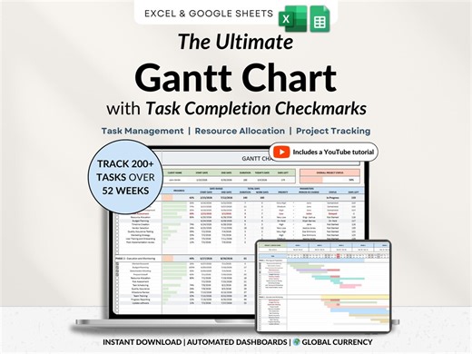 Gantt Chart Project Management Template Google Sheets Automated Task Tracker Business Timeline Planner Spreadsheet Schedule Planner for Team - Etsy UK