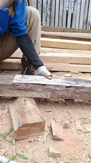 This is an example of installing nails in wood joints