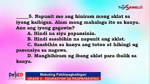 2.9K views · 62 reactions | GRADE 6-ESP-MABUTING PAKIKIPAGKAIBIGAN-QUARTER 2-WEEK 2 | DZTP Radyo Tirad Pass | Facebook