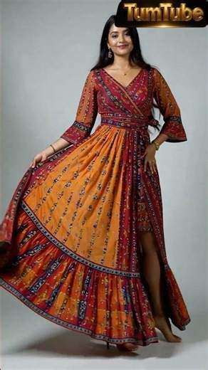 360° Rotation: Trendy Dress on Young Indian Model | Gray Background Fashion Showcase