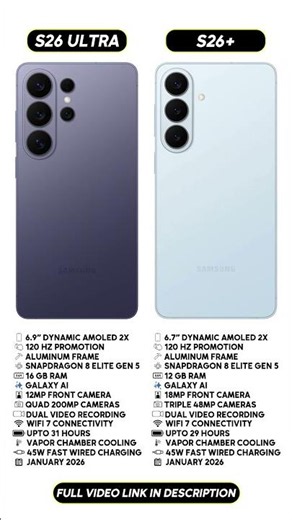 Galaxy S26 Ultra vs Galaxy S26+ | Ultimate Comparison #techreview #smartphone #tech