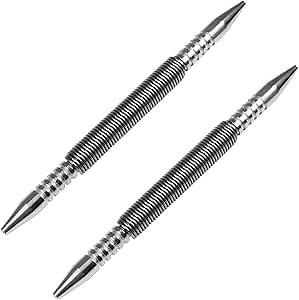 2 Pieces Dual Head Nail Setter, Double Ended 3/32″&1/8″ Spring Loaded Nail Set Hammerless Nail Punch Tool 3500 PSI Striking Force Counter Punch