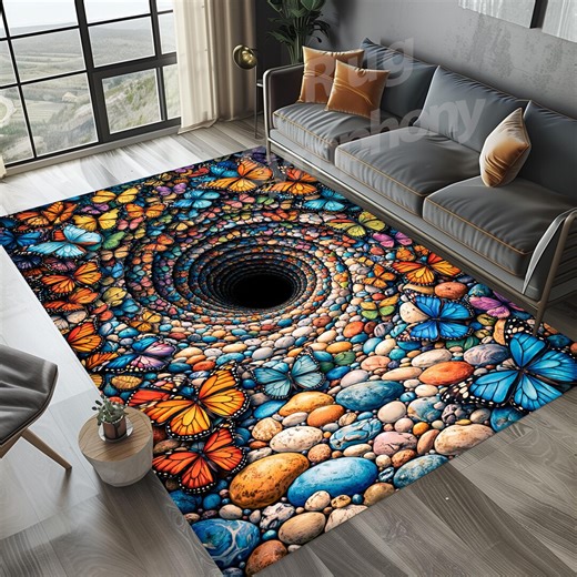 Butterfly Vortex Rug, Colorful Stone Spiral Garden Decor - Etsy