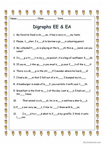 ee ea phonics digraphs