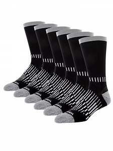 Wrangler Men's Ultimate Durable Work Socks, Crew Socks for Men, Black, 6 Pack