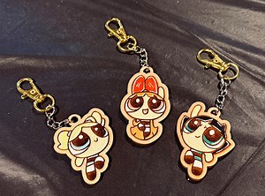 POWERPUFF Girls Keychains — Blossom, Bubbles, Buttercup | Cute Cartoon Bag Charm | Retro 90s Gift | Nerdy Fan Accessory | Powerpuff Fandom - Etsy