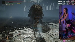 Twitch streamer MissMikkaa beats Elden Ring DLC boss Divine Beast Dancing Lion with dance pads