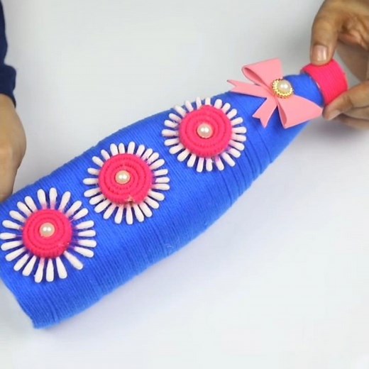 Simple Bottle Art Idea 💡 🍶😍 #diy #bottlecraft #handmade #homedecor