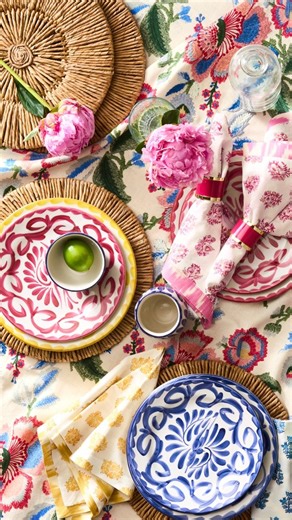 29K views · 292 reactions | Vibrant color meets bold pattern in our beautiful Puebla Dinnerware Collection. Hand-painted by skilled artisans in Mexico City, each brushstroke tells a story of craftsmanship and love for detail. Shop this best-selling collection to elevate your summer soirées:https://bit.ly/4ax2pul | Pottery Barn | Facebook