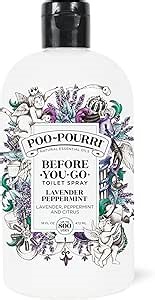 Poo-Pourri Before-You-Go Toilet Spray Refill, Lavender Peppermint, 16 Fl Oz, Up to 800 Uses, Bathroom Odor Deodorizer with Essential Oils for Home or Work, Lavender, Peppermint and Citrus Scent