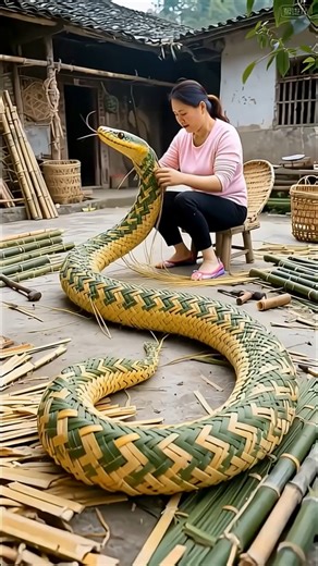 Incredible Bamboo Weaving Skill 🎋🐍#Shorts #Bamboo #Crafts