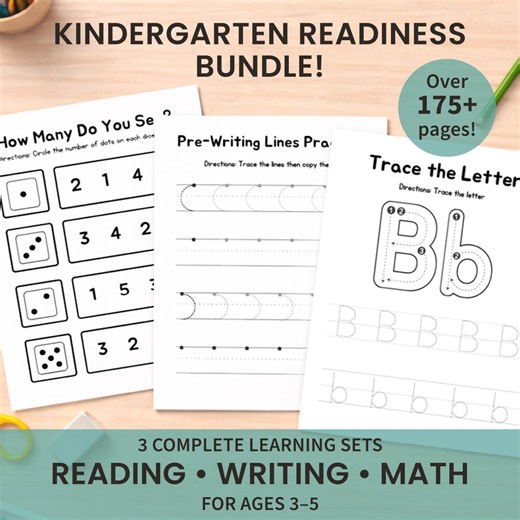 Preschool Learning Worksheets for Reading, Writing & Math | Kindergarten Readiness Bundle | Printable Learning Binder - Etsy