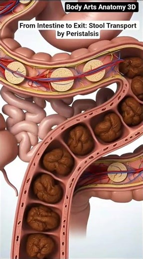 From Intestine to Exit: Stool Transport by Peristalsis | Gut Health | Body Arts Anatomy 3D
