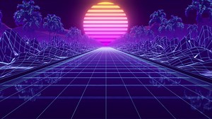 Loop background neon retro wave 80s style