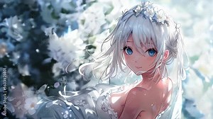video of Anime girl in a wedding dress