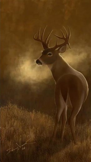 Sunrise Whitetail #art #procreate #woodcarving #deer #taxidermy #deerhunting