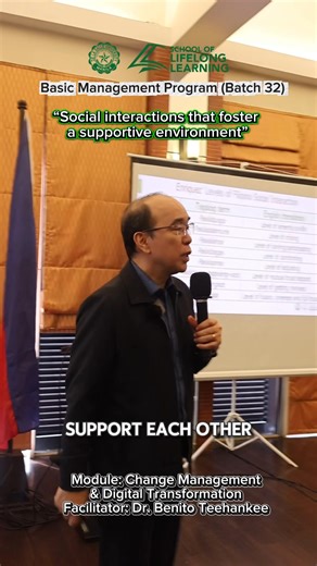 TODAY’S HIGHLIGHT (October 22, 2025): Day 13 of the Basic Management Program (Batch 32) focused on the module “Change Management & Digital Transformation” with Dr. Benito Teehankee, who emphasized the importance of reflection as an essential part of navigating change and transformation. He also discussed the different levels of social interaction that can help foster a supportive and collaborative work environment, empowering leaders to drive meaningful organizational growth. #BasicManagementPro