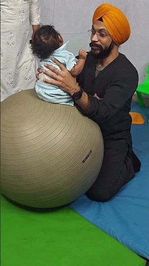 Working on trunk control and core activation using a gym ball #occupationaltherapy#childdevelopment
