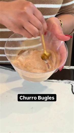 Allrecipes on Instagram: "For the best quick and easy snack, pop open a bag of Bugles and bake them in a mouthwatering combo of brown sugar syrup and cinnamon sugar! 🤩 It's gonna be hard to put these Churro Bugles down. 😋 Keep reading or click the link in the @allrecipes bio to get the full recipe! Ingredients: 1 (7.5 ounce) bag Original Bugles® Crispy Corn Snacks 1/2 cup white sugar 4 teaspoons ground cinnamon, divided 1/2 cup salted butter 6 tablespoons brown sugar 2 tablespoons heavy cream 