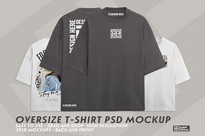 oversize shirt Mockup PSD back front, a Shirt Mockup by NH graphic