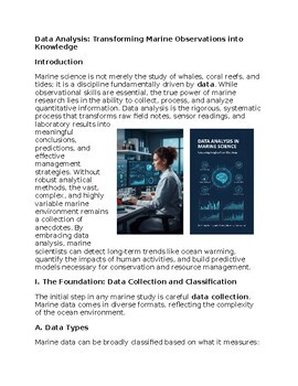 Data Analysis Worksheet Marine Science Sub-Plan Classwork Homework