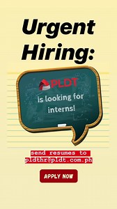 PLDT is looking for OJTs to work within our different HUMAN RESOURCE (HR) departments. ✅ 3rd, 4th or 5th Level in College ✅ Multiple Slots Open ✅ Can work for a minimum of 240 hours ✅ Must be able to report to the office for at least 3x a week (best if M-F) ✅ Can start ASAP! Need someone to start ASAP (this week preferably!) Office Location: BONI, Mandaluyong Send your resumes to pldthr@pldt.com.ph w/ the Subject Line: PLDT OJT . . . Any course would do but preferably HR, Business Ad, Communicat