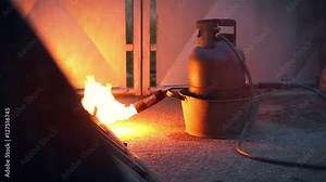 Exploding fire from the gas bottle Stock Video