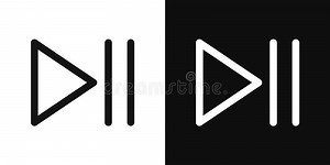 Play Pause Icon Set. Music Audio or Video Start and Pause Button Vector Symbol in Black Filled and Outlined Style Stock Vector - Illustration of pause, thin: 338281272
