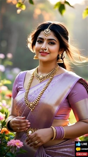 Royal Desi Look | Lavender Saree Beauty ✨ Traditional Glamour #shorts#aiglam #ai