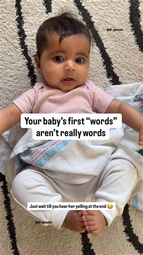 Before babies ever say “mama” or “dada,” they spend months learning the rhythm of conversation through coos, squeals, and babbles just like this. According to the American Academy of Pediatrics, those early sounds are one of the first signs your baby is developing healthy communication skills. When your baby babbles, they’re not just making noise — they’re strengthening tiny muscles in their tongue, lips, and face while their brain practices turning sound into meaning. It’s the foundation for sp