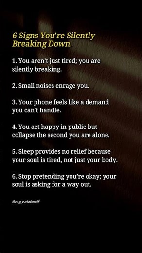 6 signs you're silently breaking down. Save this. 🤫⚖️ #amazingfacts #shorts #relatable #quotes