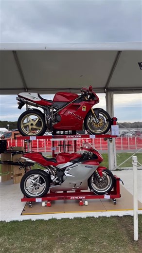 Australian MotoGP on Instagram: "Introducing the Moto Stacker Motorcycle Storage and Lifting System – the ultimate solution for motorcycle enthusiasts seeking convenient and space-saving 🏍️ Located in the infield, amongst the Superbike Masters paddock 💪 #AustralianGP"