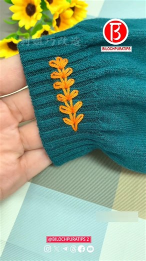 Simple embroidery of small flowers with just a few stitches