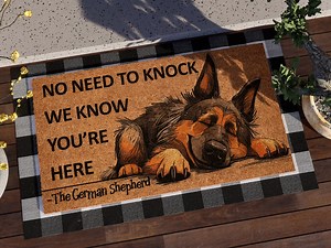 German Shepherd Sleeping Funny Door Mat, the German Shepherd We Know You ARE Here Spring Door Mats, German Shepherd Welcome Mats S1458 - Etsy