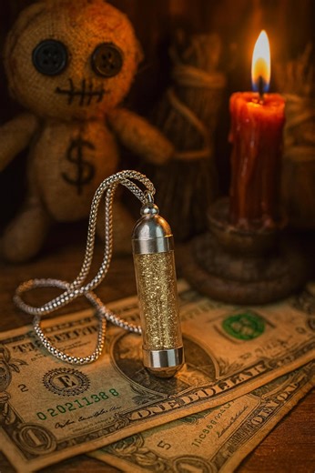 Gold Lodestone Amulet: Hoodoo Money & Luck Drawing Pendant