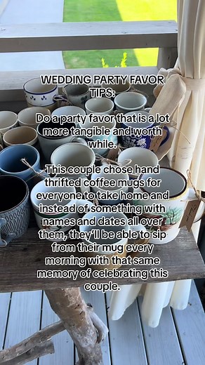 Party favors can be one of the biggest wedding waste. Here’s a party favor tip/idea to make it a little more intentional and worth! The couple hand-thrifted coffee mugs for everyone to use for coffee throughout the evening and also take home to sip from each morning! ☕️#foryoupage #fyp #weddingtips #weddingtipsandtricks #weddingpartyfavors #dirtybootsandmessyhair #unscriptedposingapp #georgiaweddingphotographer #atlantaweddingphotographer #atlantaweddings #atlantaphotographer #atlwedding