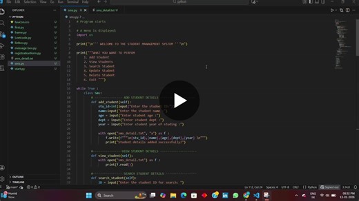 #pythonprogramming #oopsconcepts #filehandling #studentproject #codingjourney | Prabu . K