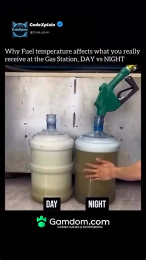 CodeXplain on Instagram: "Fuel temperature plays a surprisingly important role in how much petrol or diesel you actually receive at a gas station, and the difference between day vs night can affect the value you get for your money. Here’s the explanation in a clear paragraph form as you prefer: During the daytime, especially in hot weather, the fuel stored underground warms up slightly and expands in volume. This expansion means that for the same litre you pay for, the fuel contains slightly les