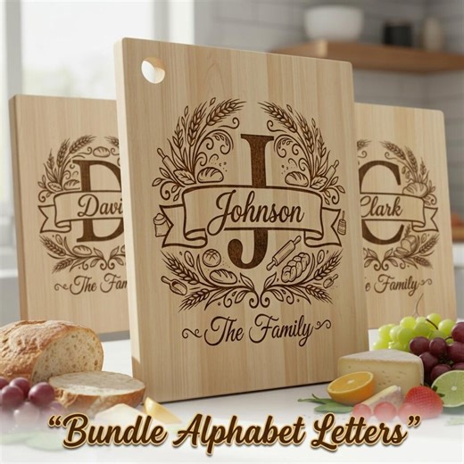 Monogram Svg Bundle, Custom Family Name Logo, Personalized A-Z Surname, Engraving File for Cutting Board - Etsy