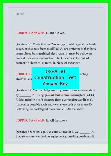 OSHA 30 Construction Test Answer Key video