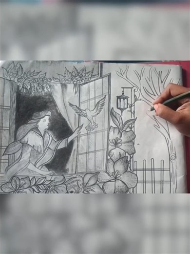 girl looking out window very easy drawing ||#drawing #girldrawing #art #viral